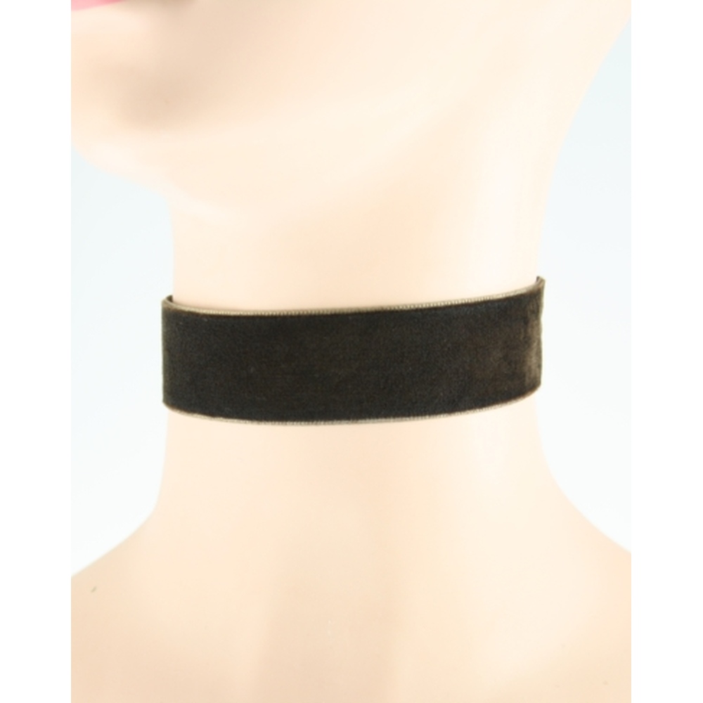 Zac's Alter Ego - Brown 1 inch velvet with velcro Choker - Bruin